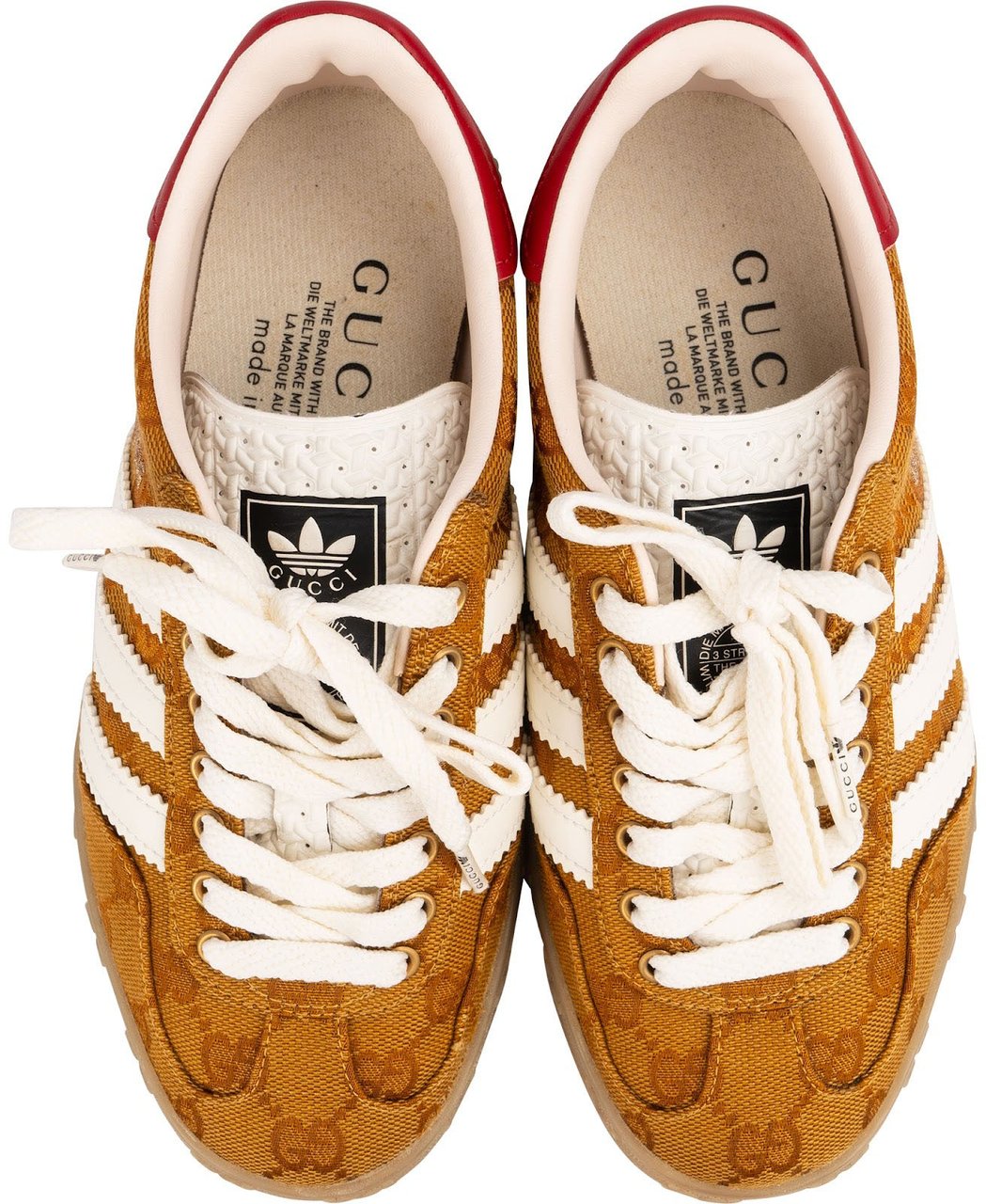 Gucci x Adidas Red Leather Monogram GG Canvas Gazelle Sneakers (US 3 ½ / EU 34) Bruin