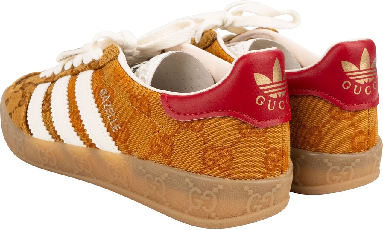 Gucci x Adidas Red Leather Monogram GG Canvas Gazelle Sneakers (US 3 ½ / EU 34) Bruin
