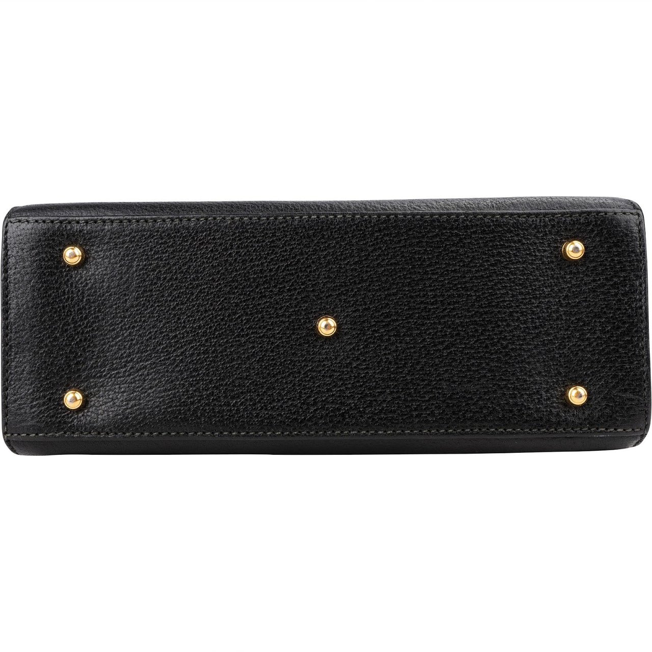 Gucci Black Grained Leather Padlock Top Handle Handbag Zwart
