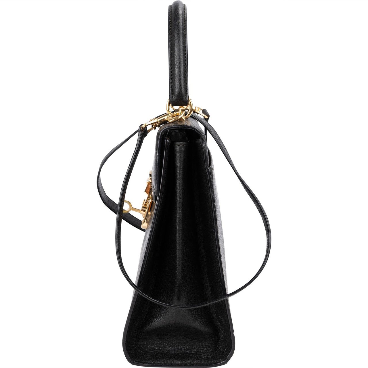 Gucci Black Grained Leather Padlock Top Handle Handbag Zwart