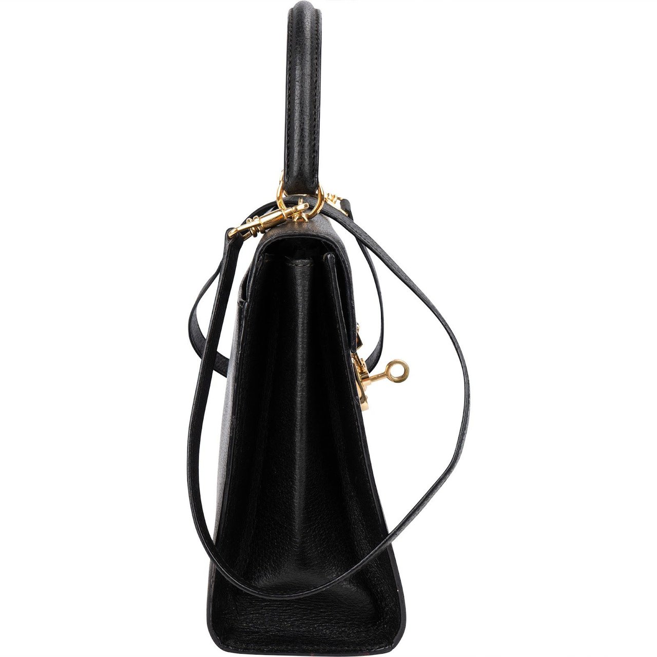 Gucci Black Grained Leather Padlock Top Handle Handbag Zwart