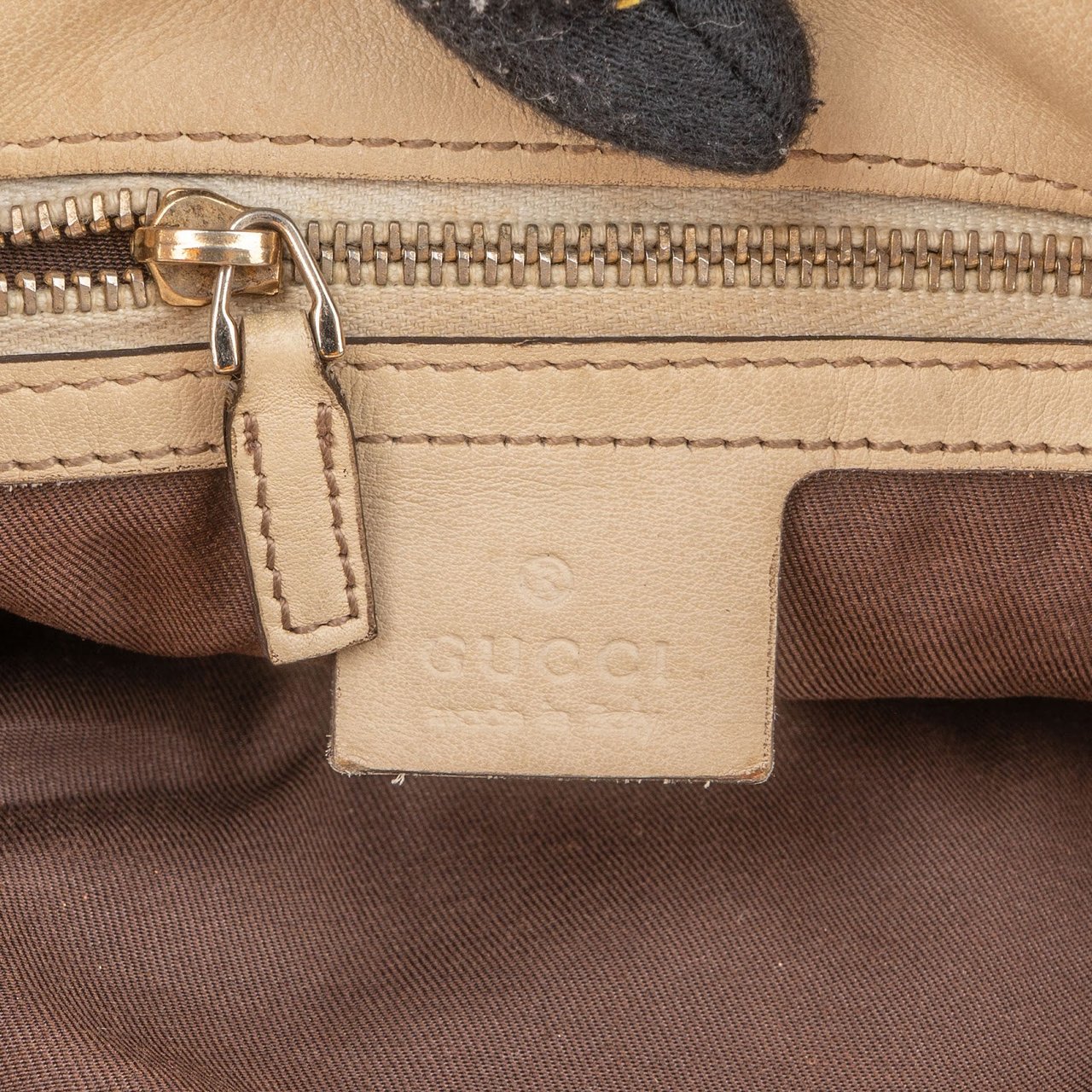 Gucci Monogram GG Canvas Bamboo Tassel Tote Shoulder Bag Beige