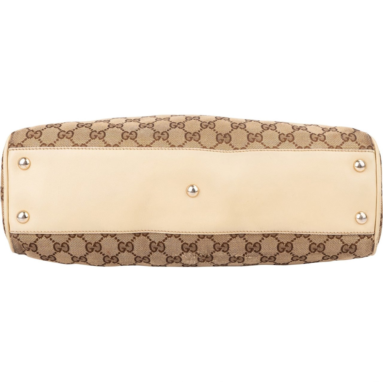 Gucci Monogram GG Canvas Bamboo Tassel Tote Shoulder Bag Beige