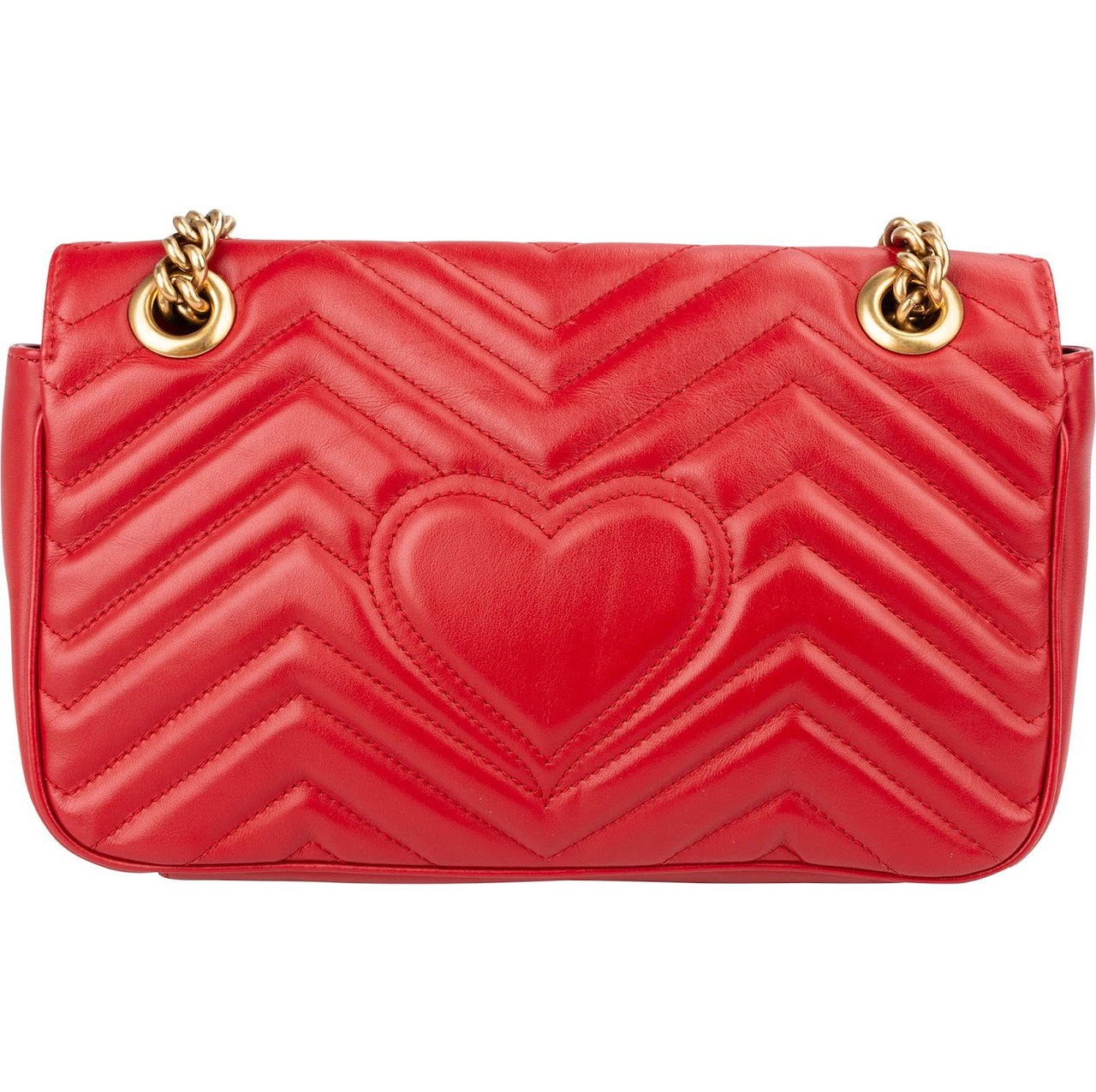 Gucci Chevron Matelassé Leather GG Marmont Medium Shoulder Crossbody Bag Rood