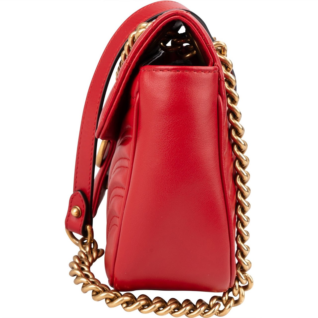 Gucci Chevron Matelassé Leather GG Marmont Medium Shoulder Crossbody Bag Rood