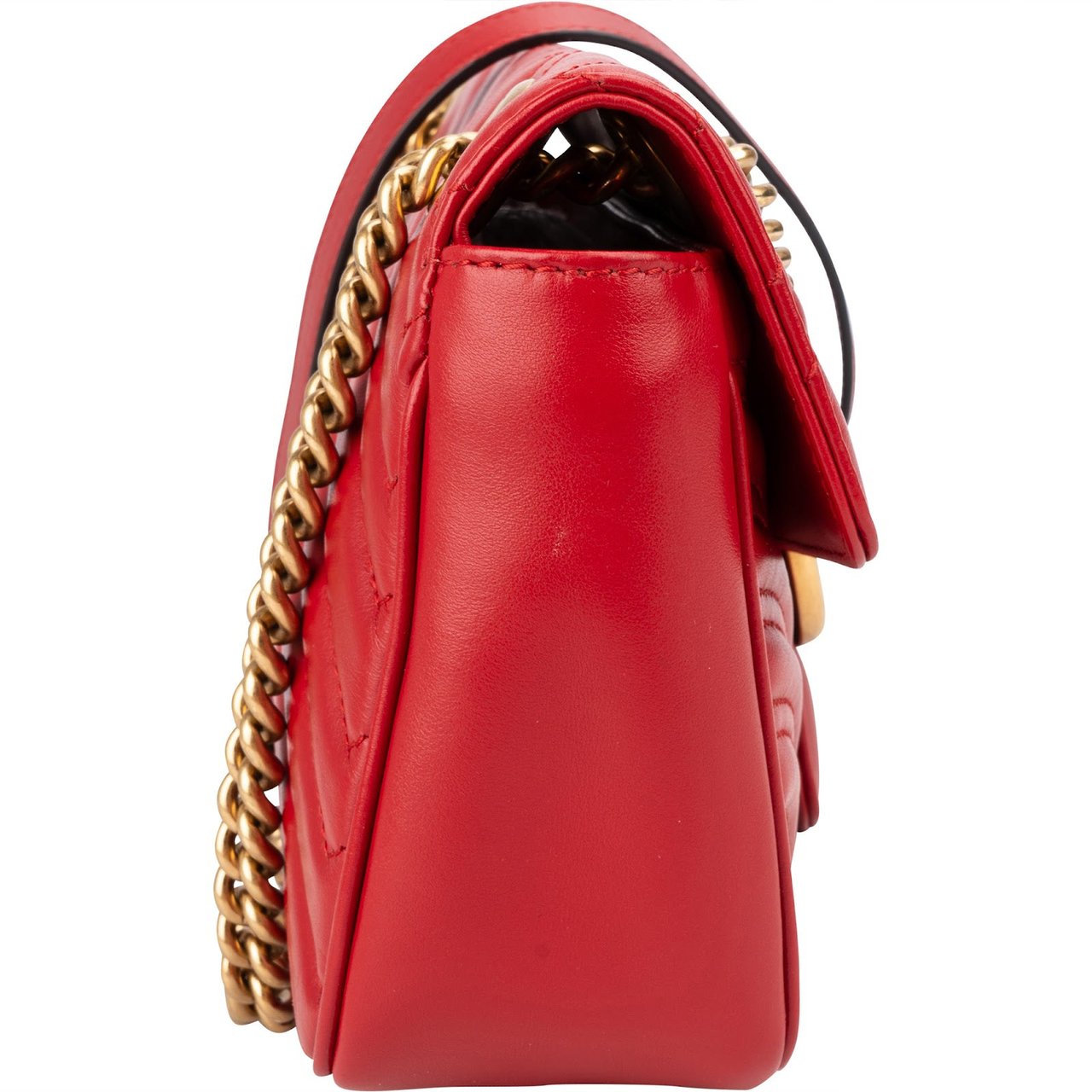Gucci Chevron Matelassé Leather GG Marmont Medium Shoulder Crossbody Bag Rood