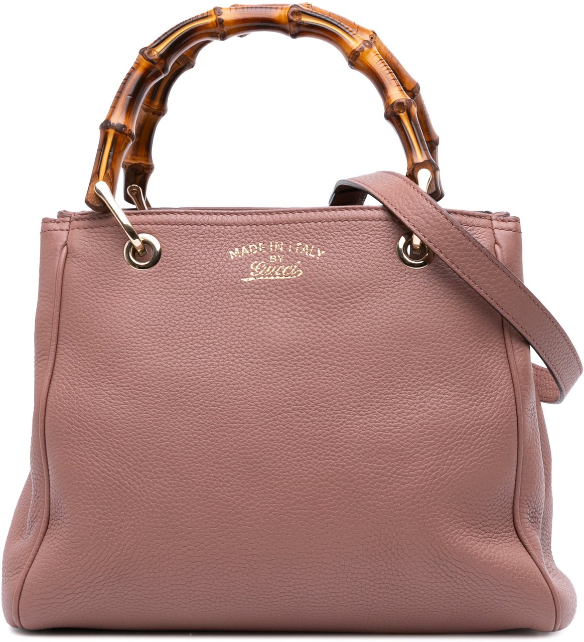 Gucci Small Calfskin Bamboo Shopper Satchel Bruin