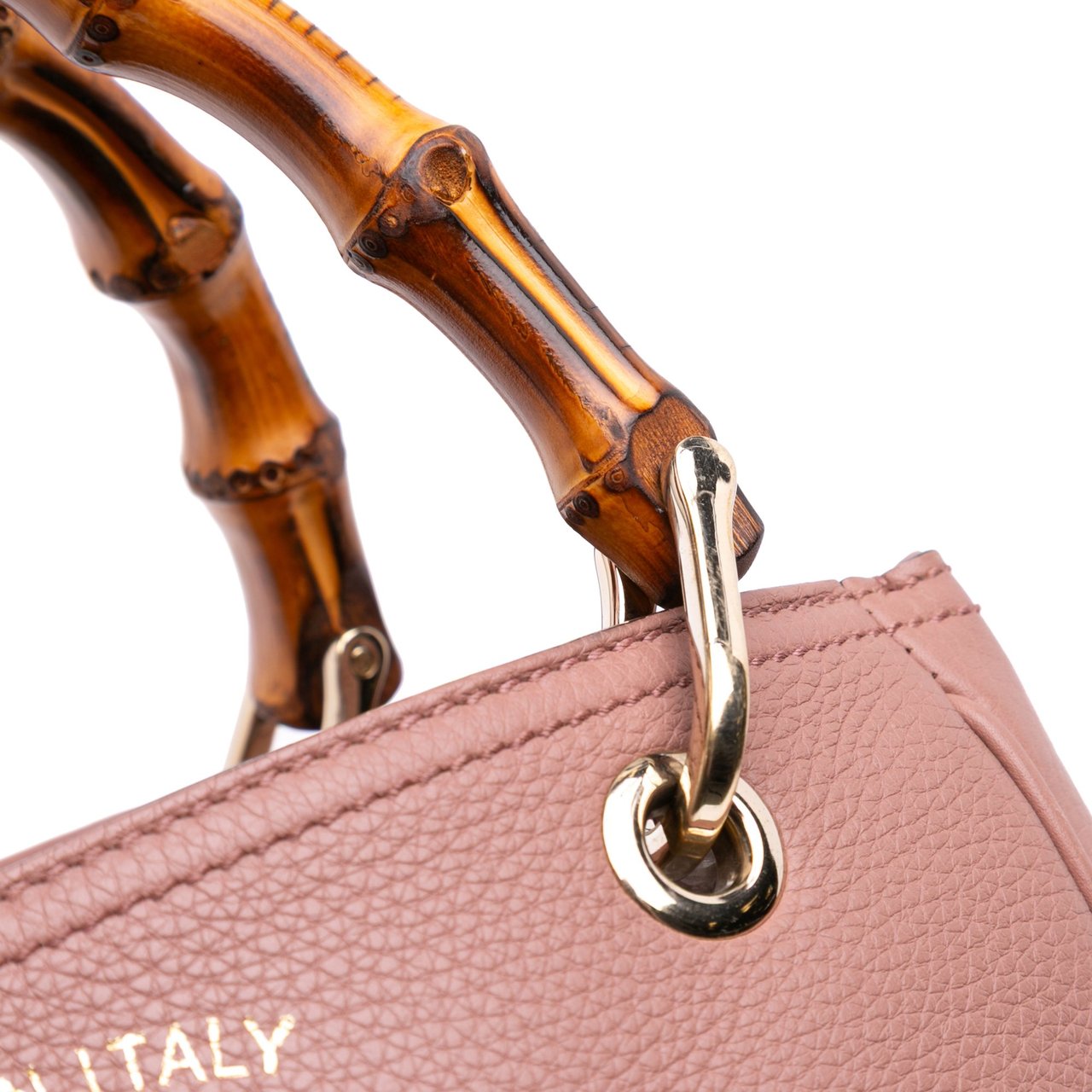 Gucci Small Calfskin Bamboo Shopper Satchel Bruin