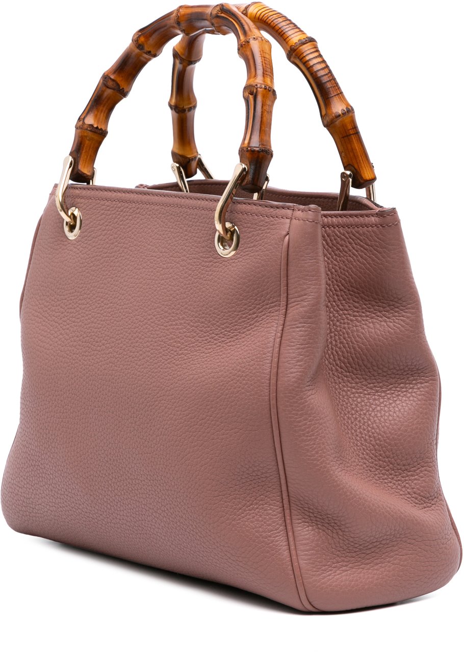 Gucci Small Calfskin Bamboo Shopper Satchel Bruin