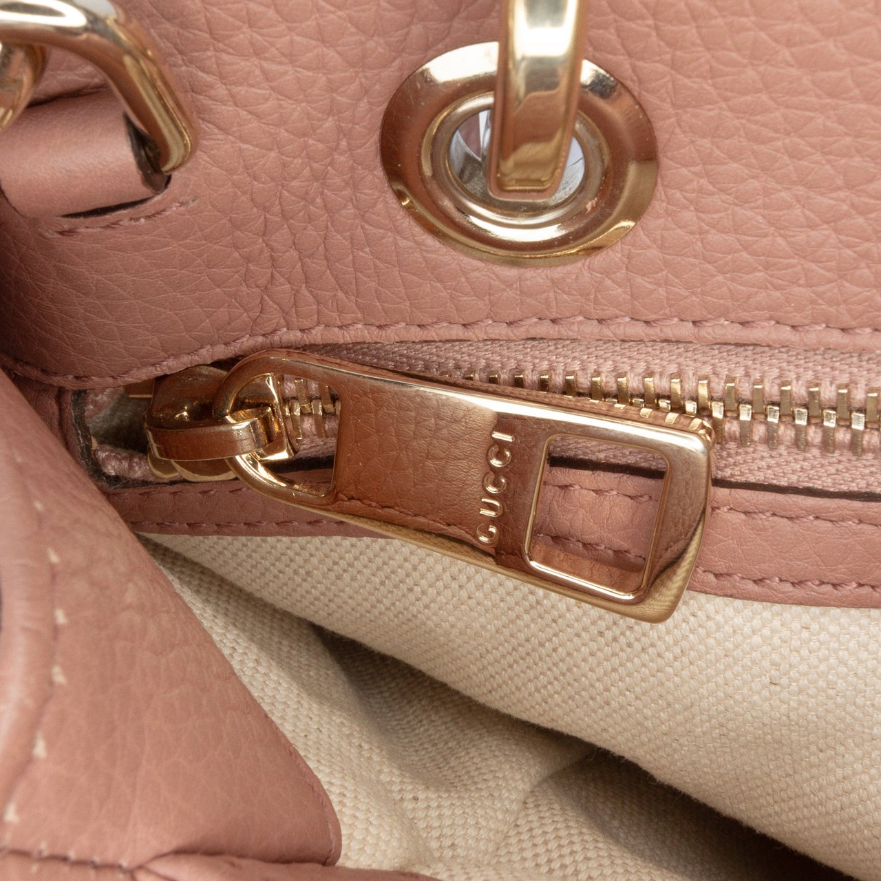 Gucci Small Calfskin Bamboo Shopper Satchel Bruin