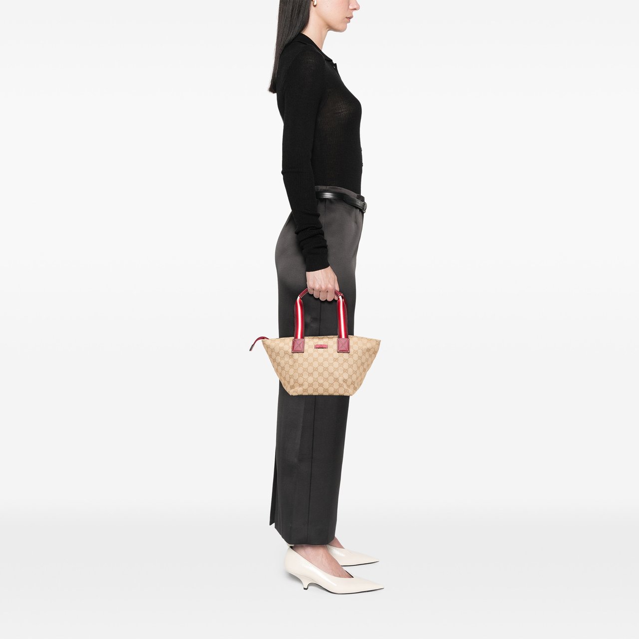 Gucci GG Canvas Web Handbag Bruin