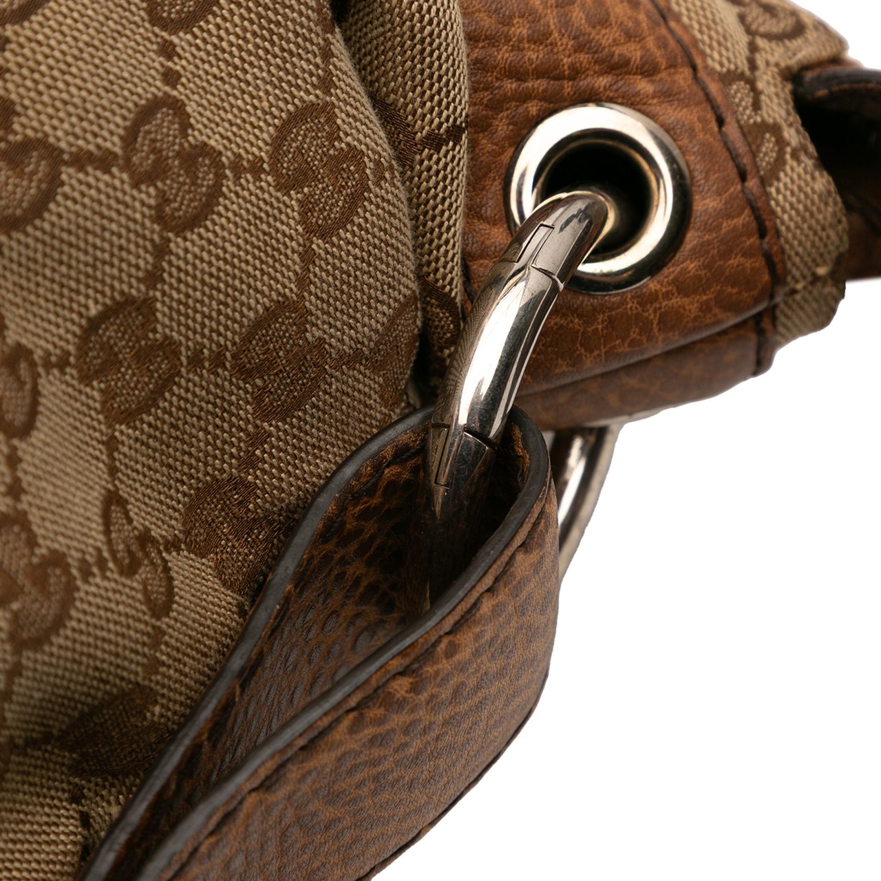 Gucci Large GG Canvas Bamboo Bar Tote Bruin