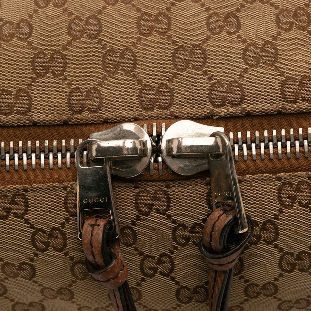Gucci Large GG Canvas Bamboo Bar Tote Bruin