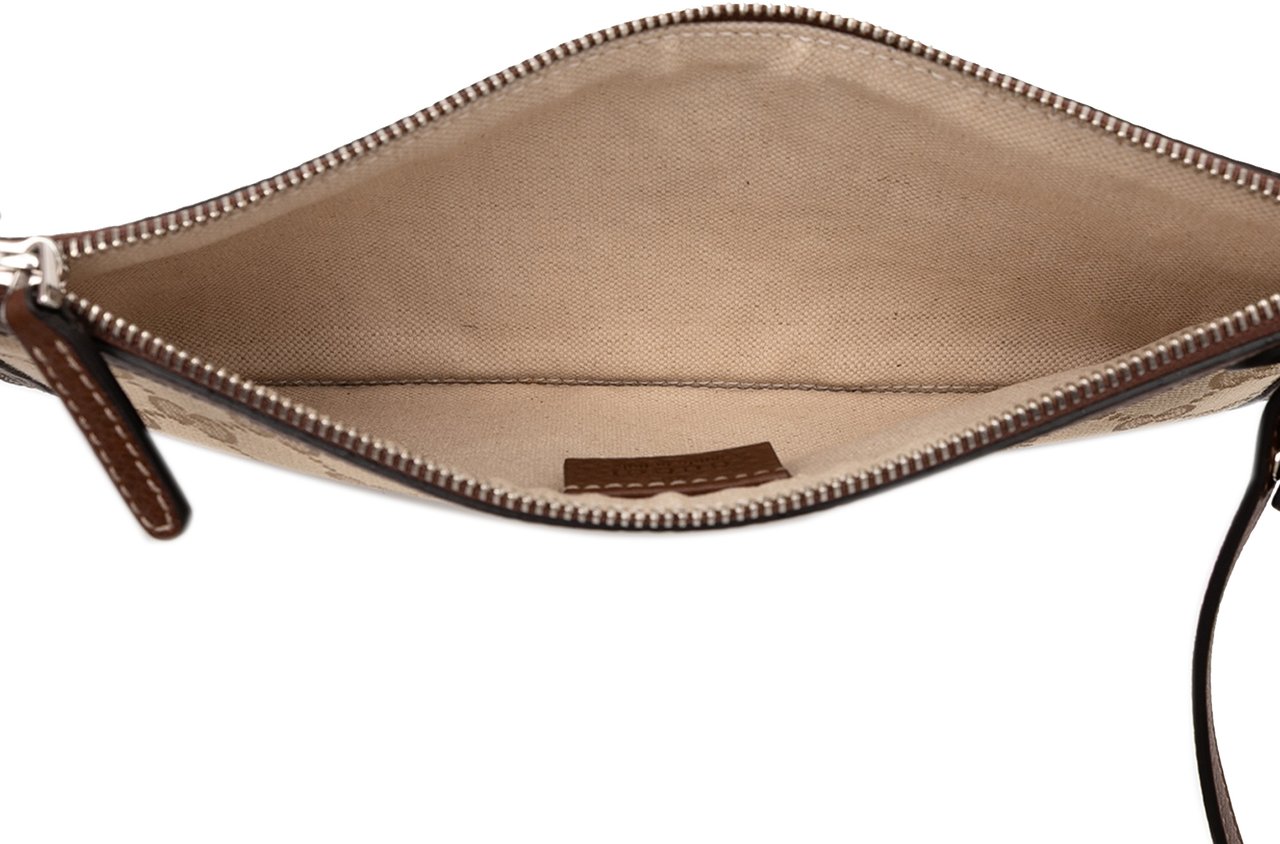 Gucci GG Canvas Wristlet Pouch Bruin