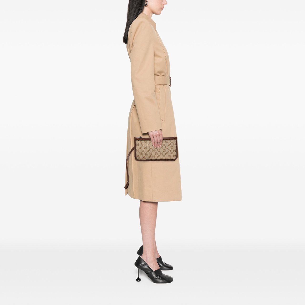 Gucci GG Canvas Wristlet Pouch Bruin