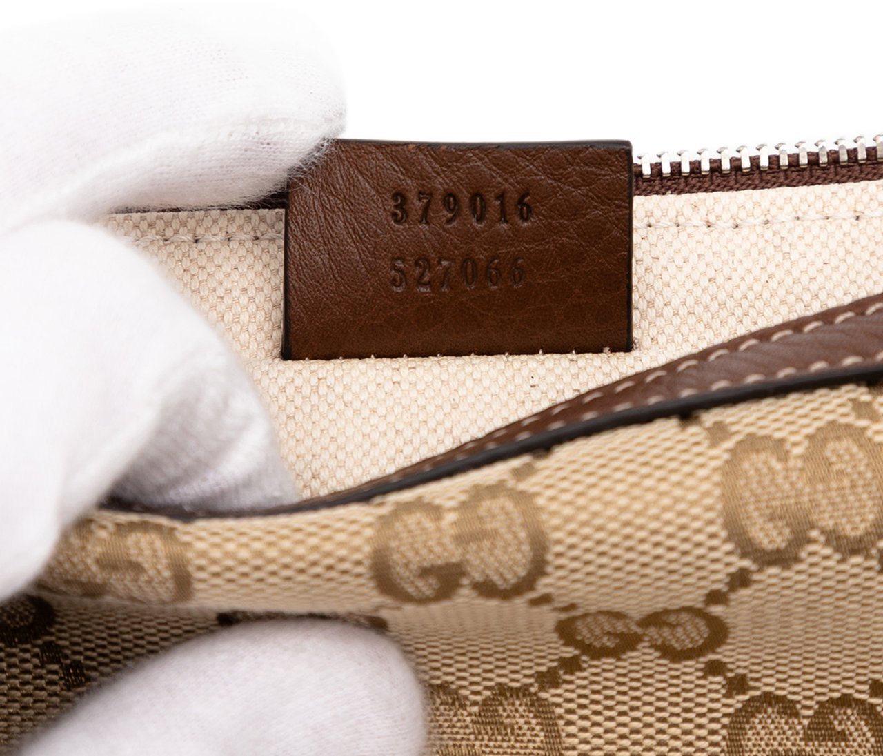 Gucci GG Canvas Wristlet Pouch Bruin