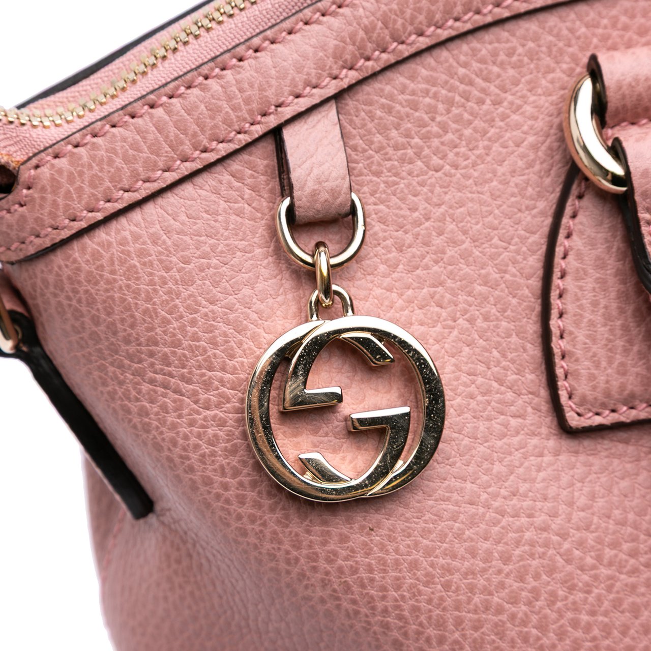 Gucci Large Dollar Calfskin GG Charm Dome Satchel Roze