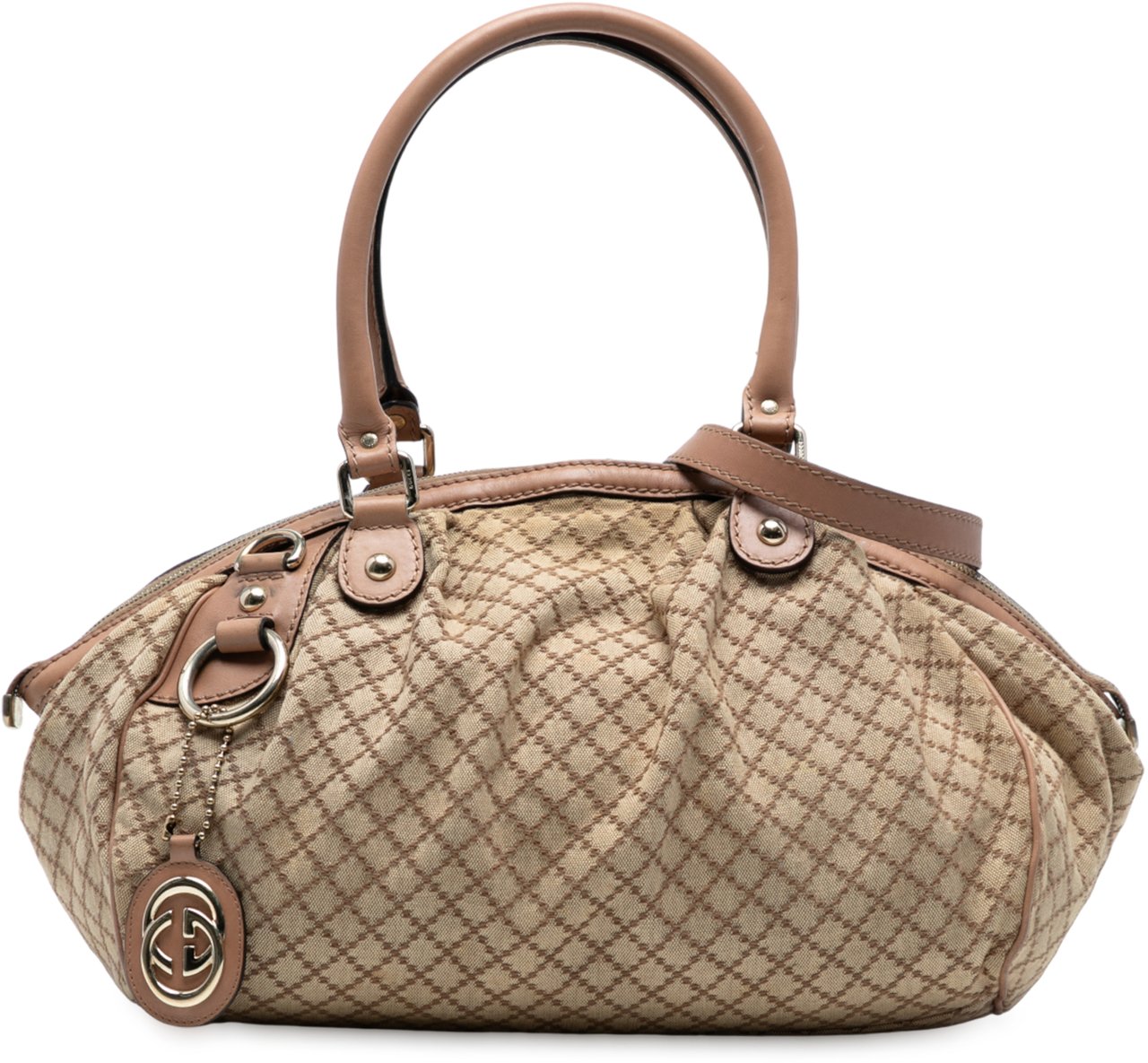 Gucci Diamante Canvas Sukey Satchel Bruin