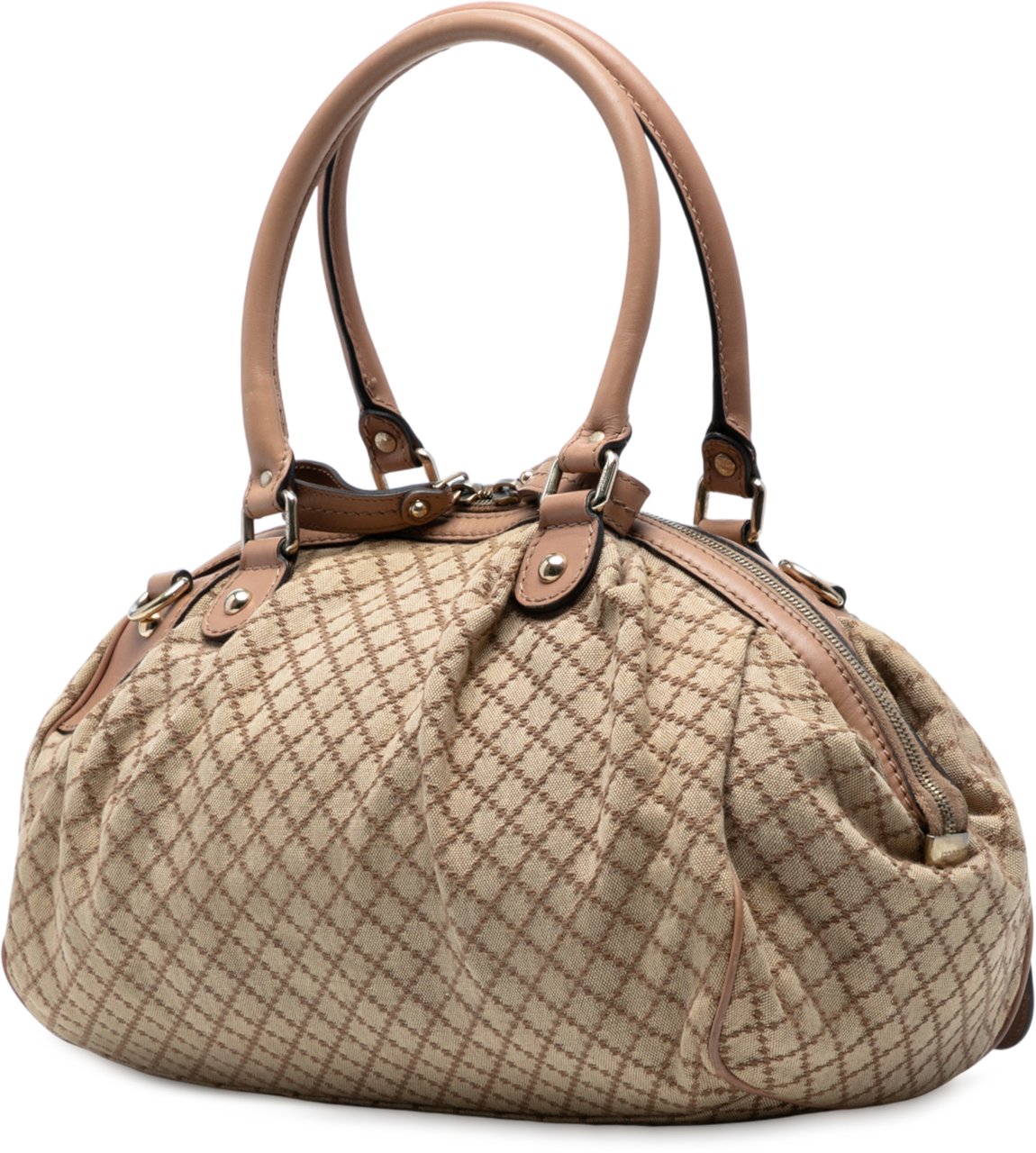 Gucci Diamante Canvas Sukey Satchel Bruin