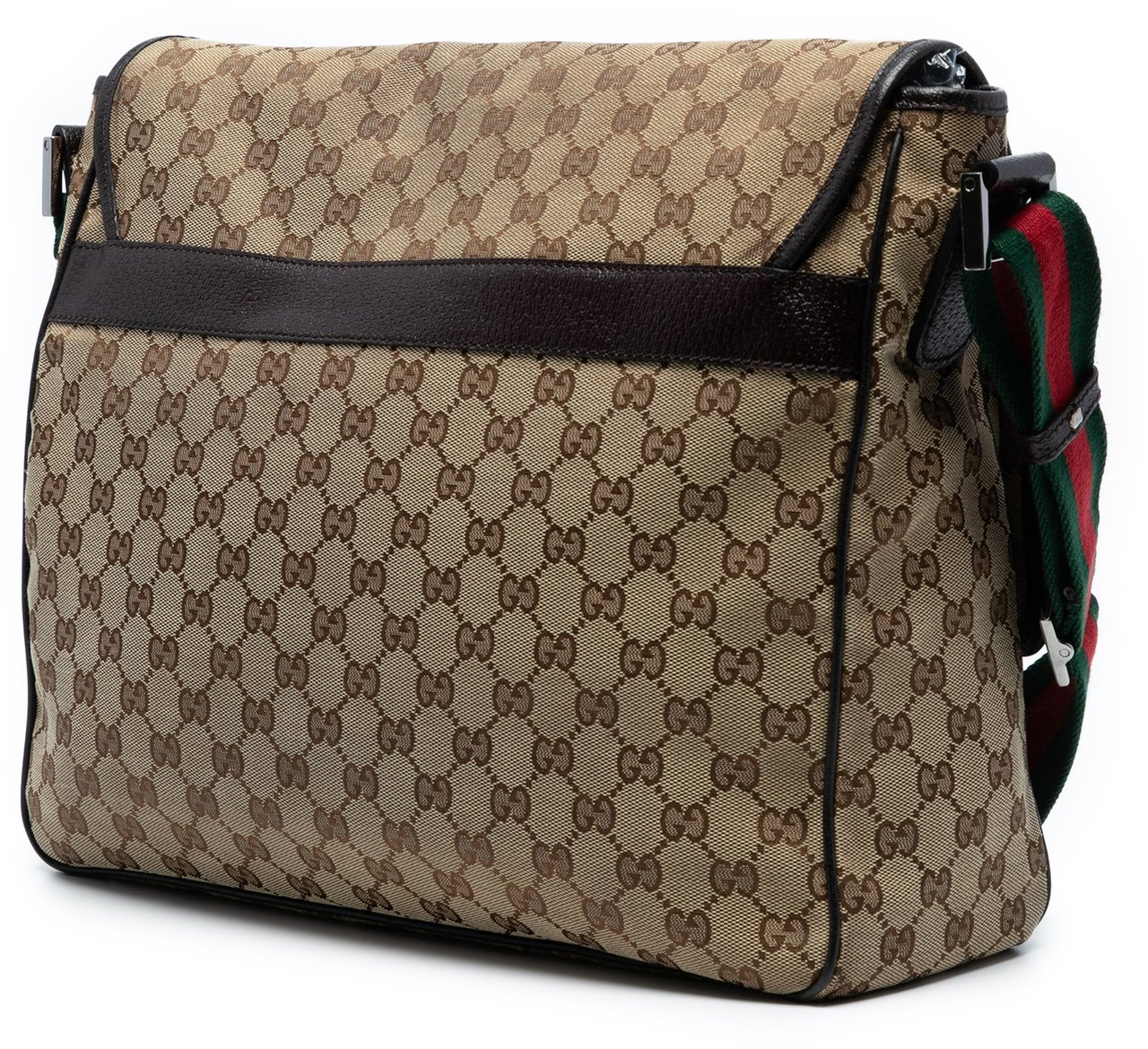 Gucci GG Canvas Web Flap Messenger Bag Bruin