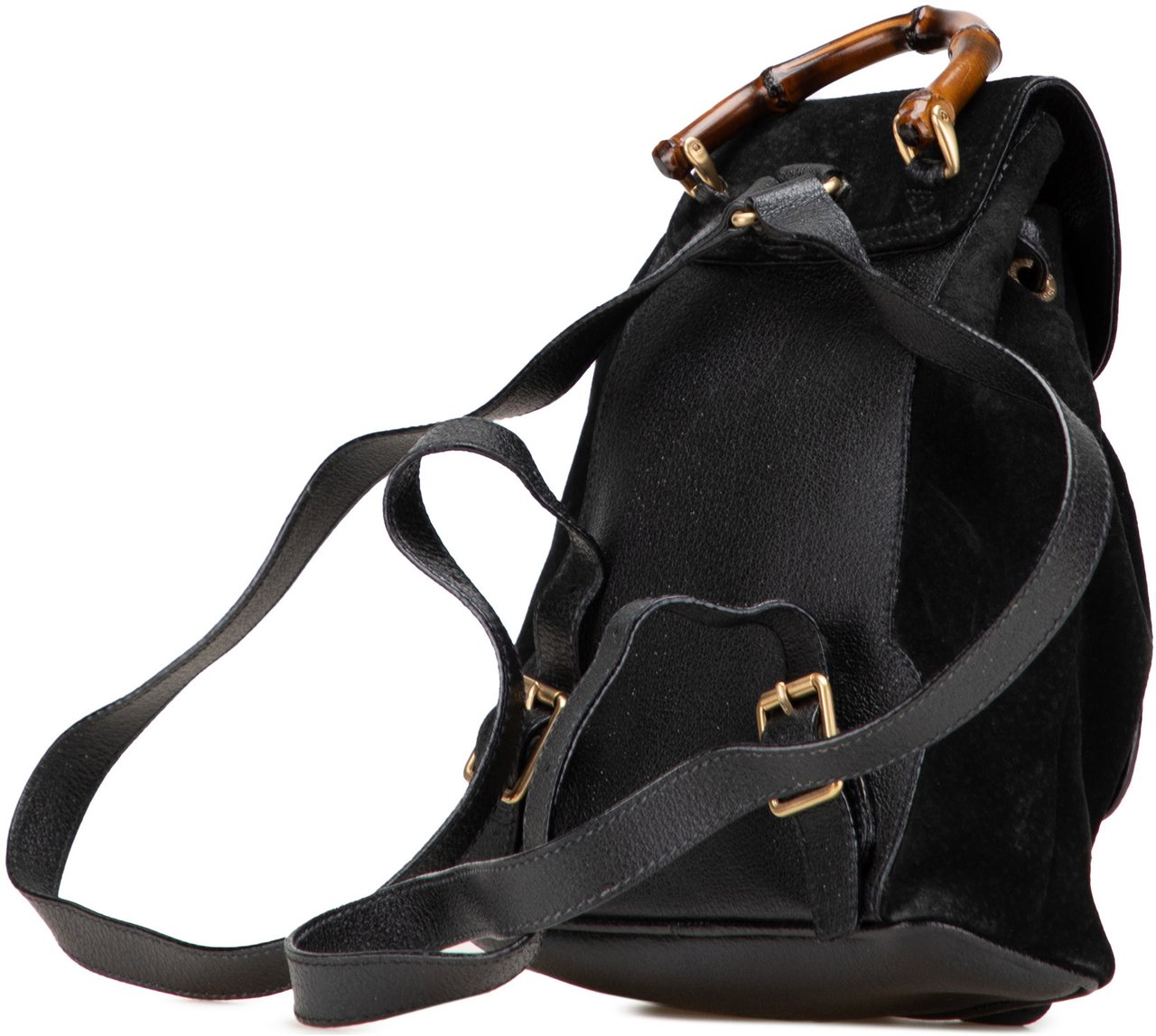 Gucci Suede Bamboo Backpack Zwart