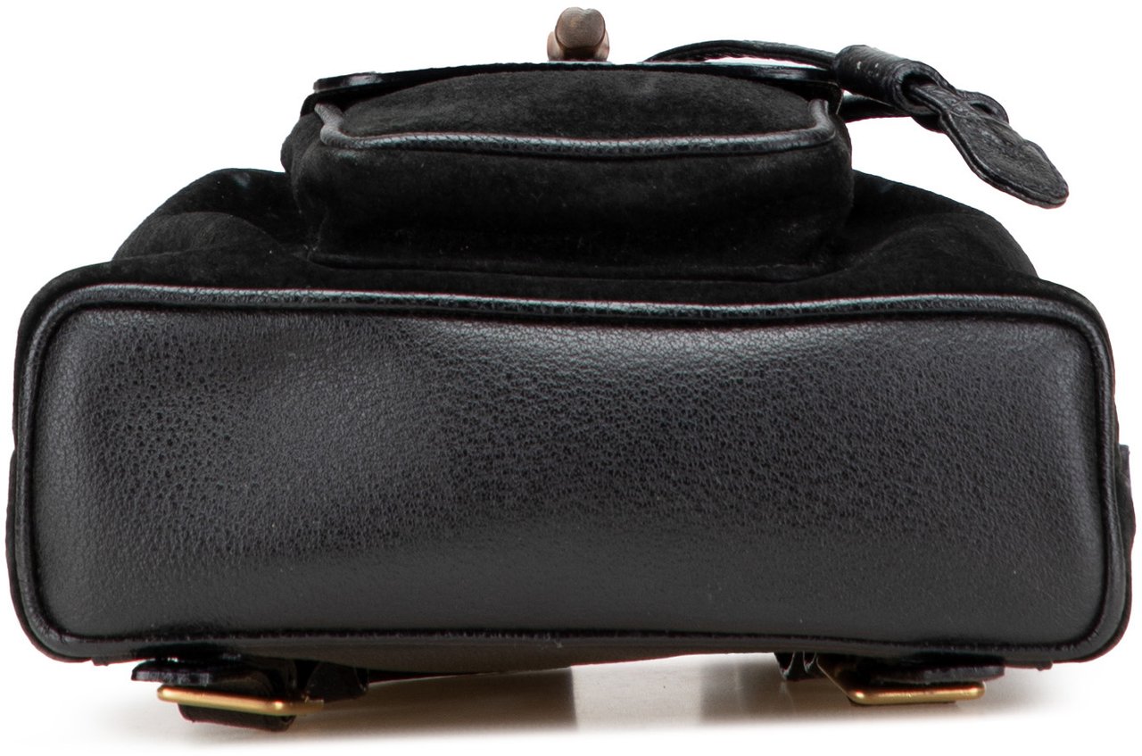 Gucci Suede Bamboo Backpack Zwart