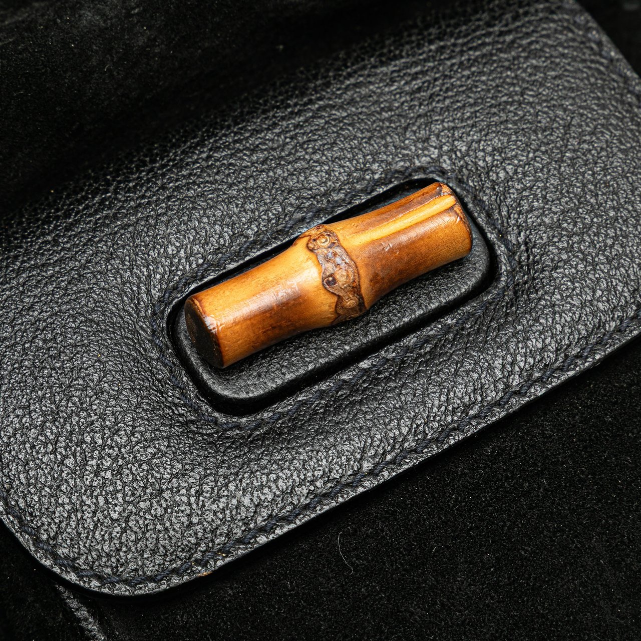 Gucci Suede Bamboo Backpack Zwart