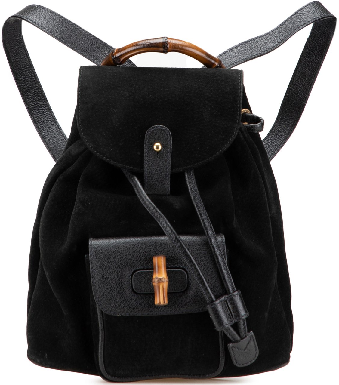Gucci Suede Bamboo Backpack Zwart