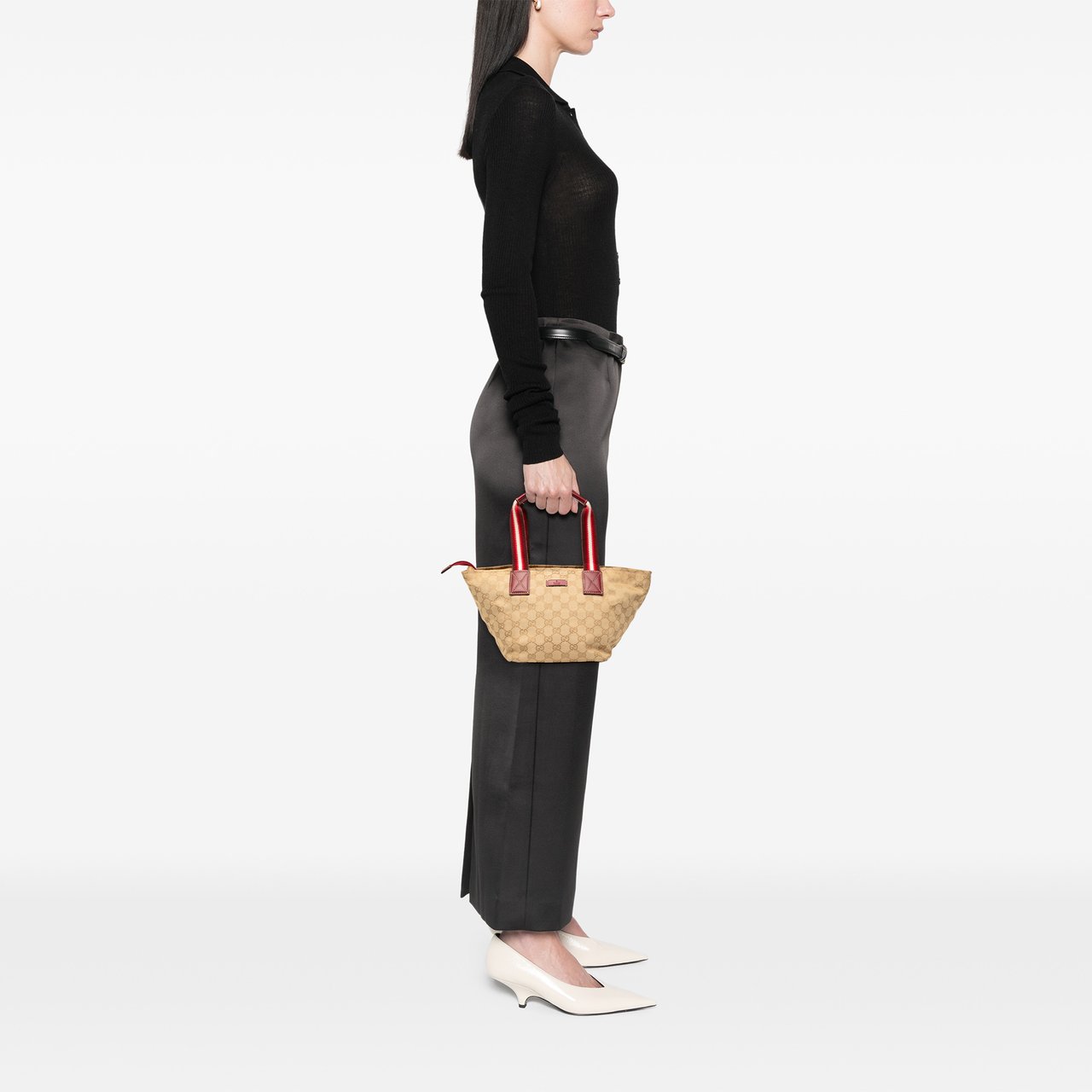 Gucci GG Canvas Web Handbag Bruin