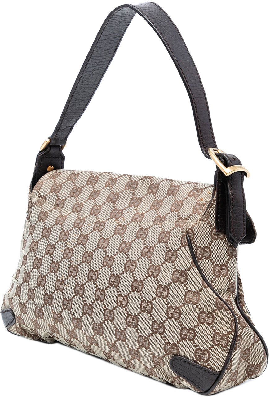 Gucci GG Canvas Horsebit Shoulder Bag Bruin