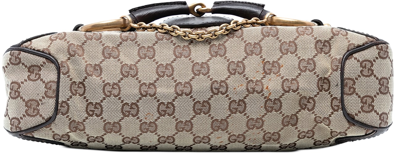 Gucci GG Canvas Horsebit Shoulder Bag Bruin