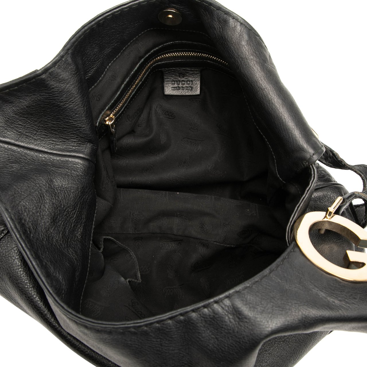 Gucci Guccissima Trimmed Leather Charlotte Crossbody Zwart