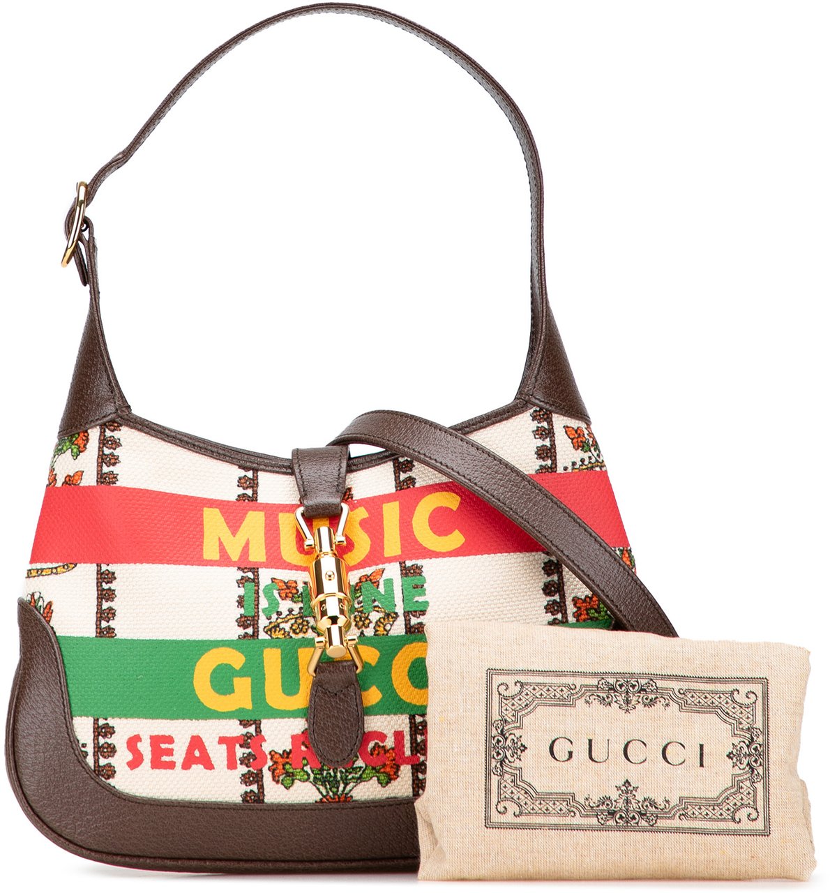 Gucci Small Canvas 100 Centennial Music Jackie 1961 Crossbody Bruin
