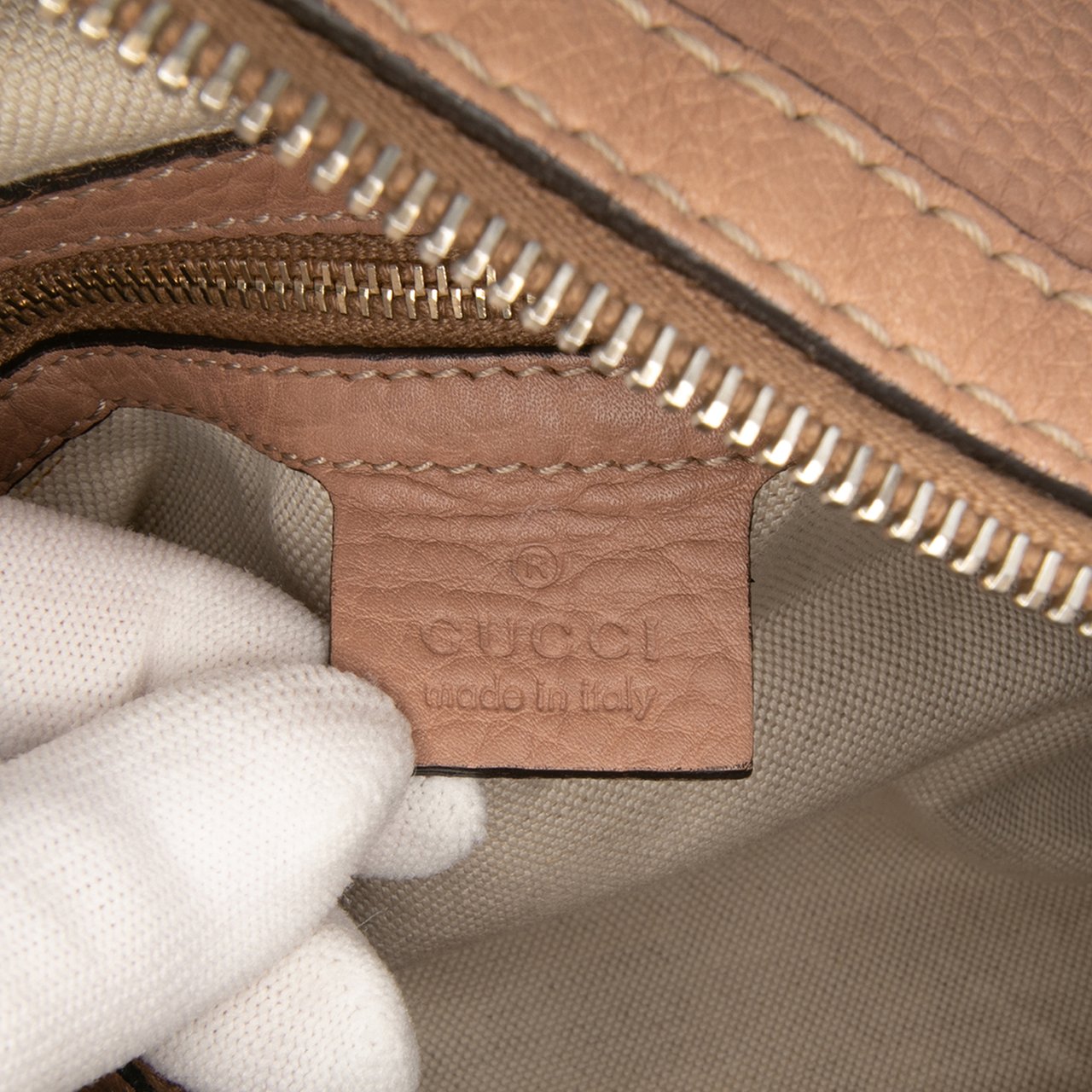 Gucci Medium Pebbled Calfskin Bella Shoulder Bag Bruin