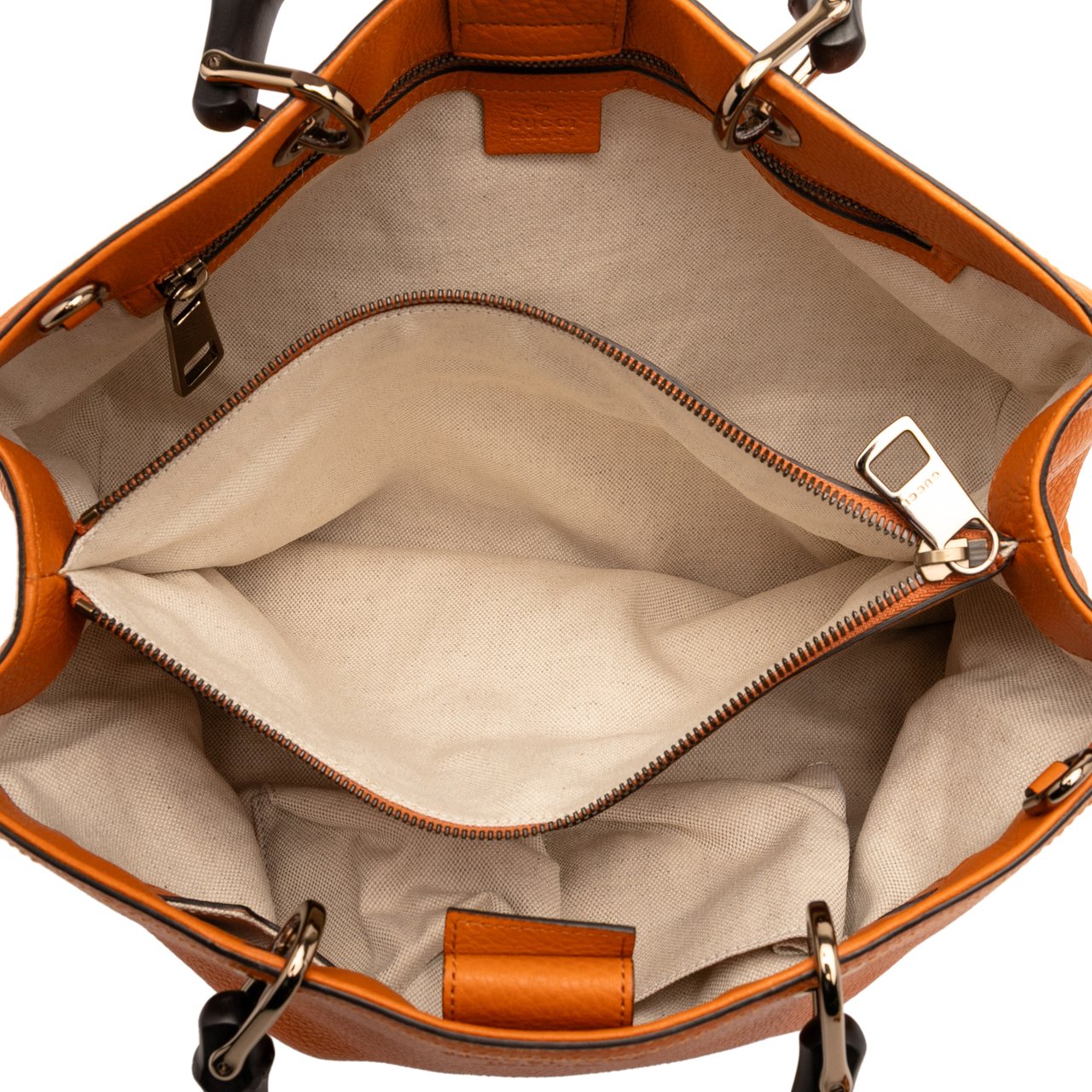 Gucci Medium Calfskin Bamboo Shopper Satchel Oranje