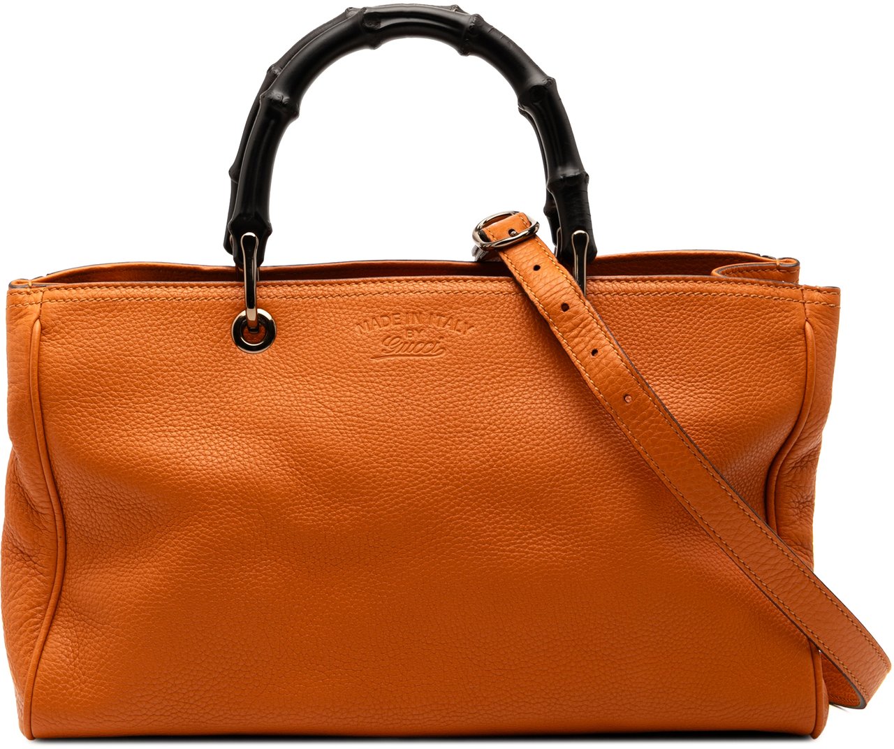 Gucci Medium Calfskin Bamboo Shopper Satchel Oranje