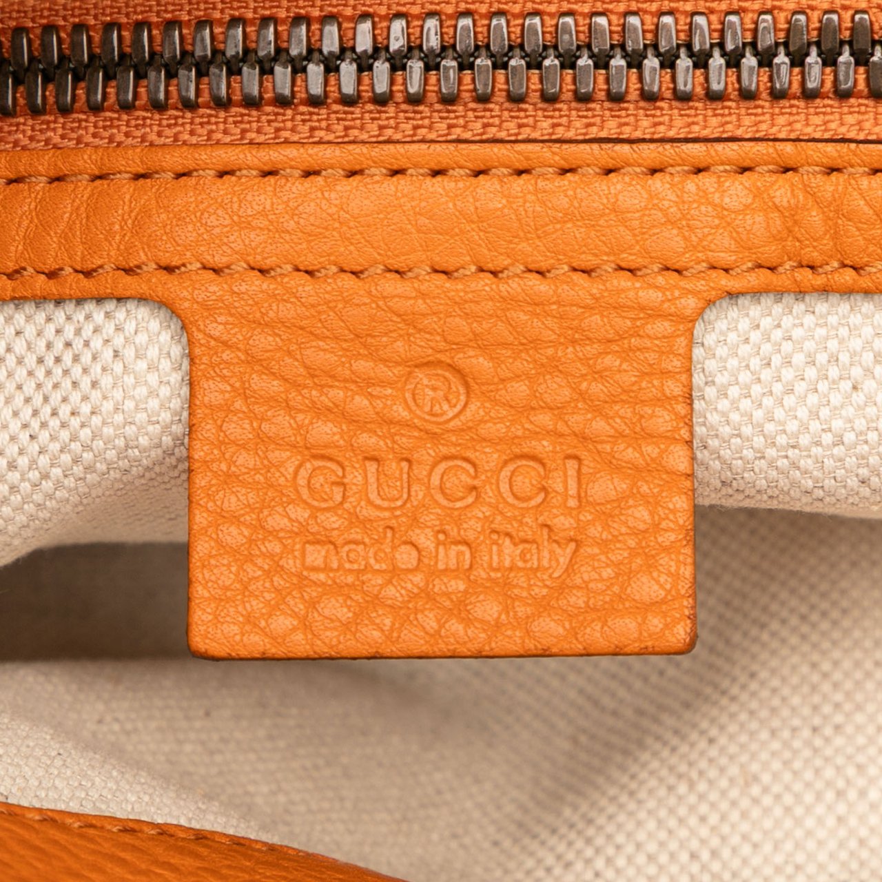 Gucci Medium Calfskin Bamboo Shopper Satchel Oranje