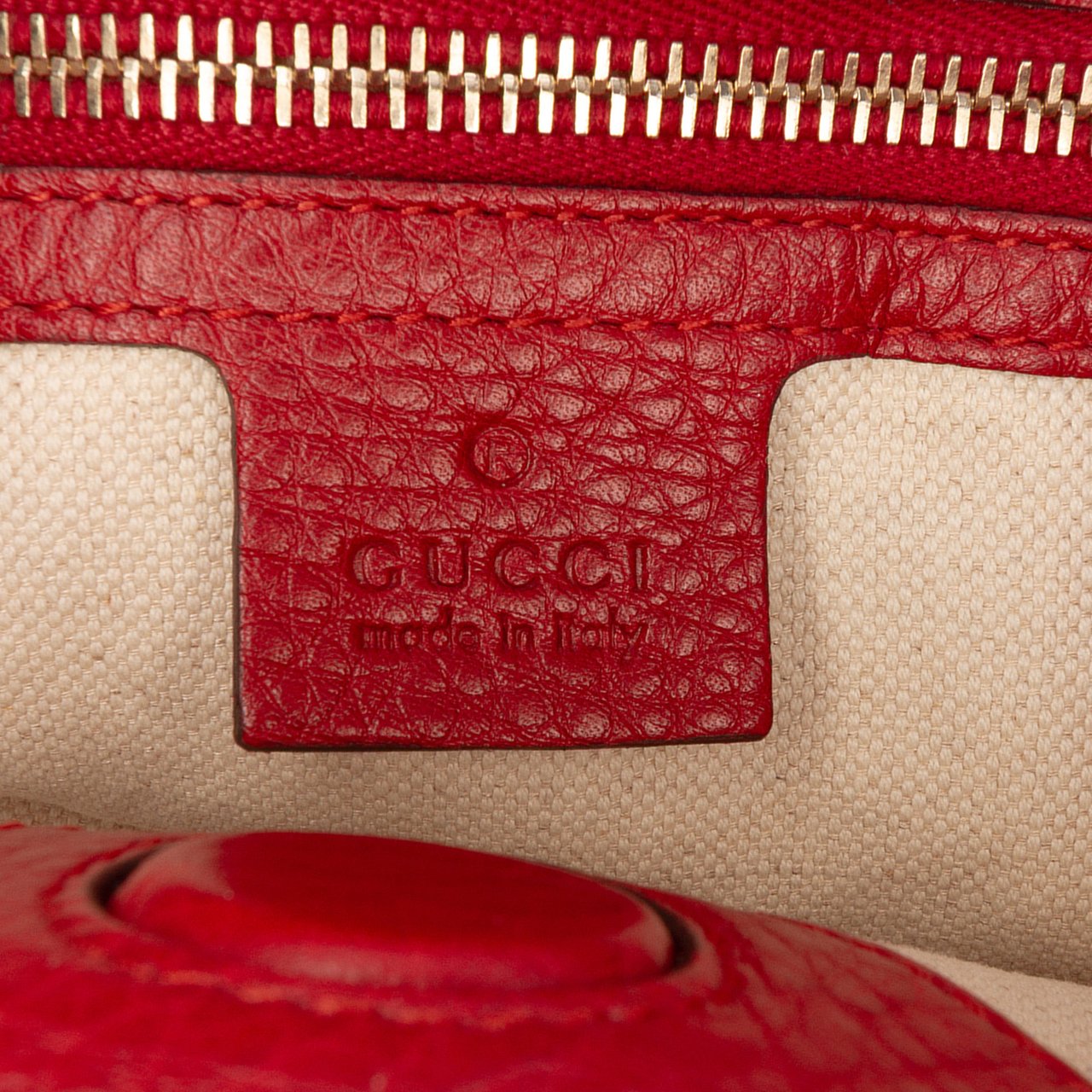 Gucci Small Calfskin Bamboo Shopper Satchel Rood