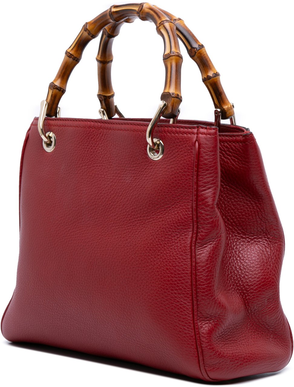 Gucci Small Calfskin Bamboo Shopper Satchel Rood