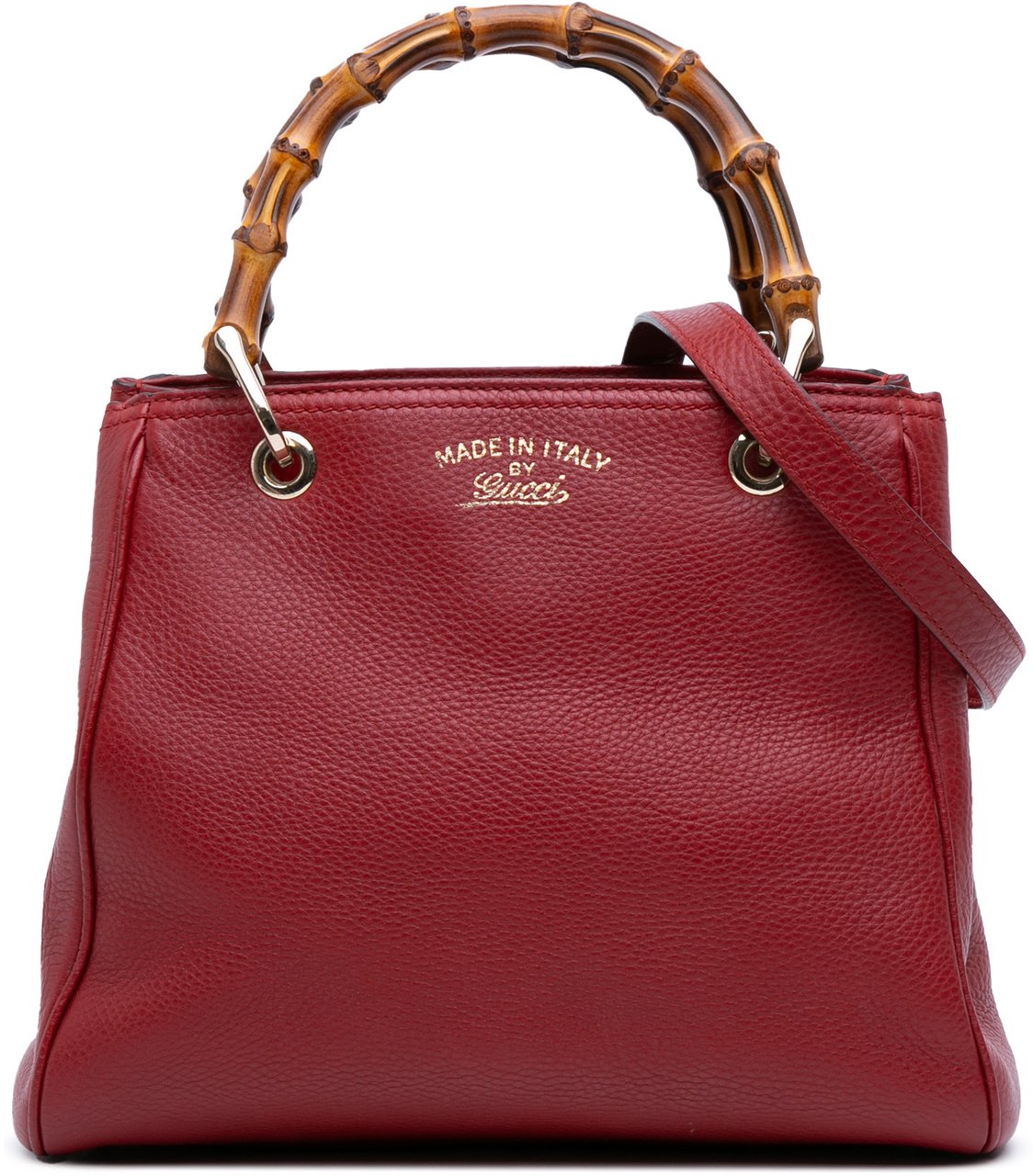 Gucci Small Calfskin Bamboo Shopper Satchel Rood