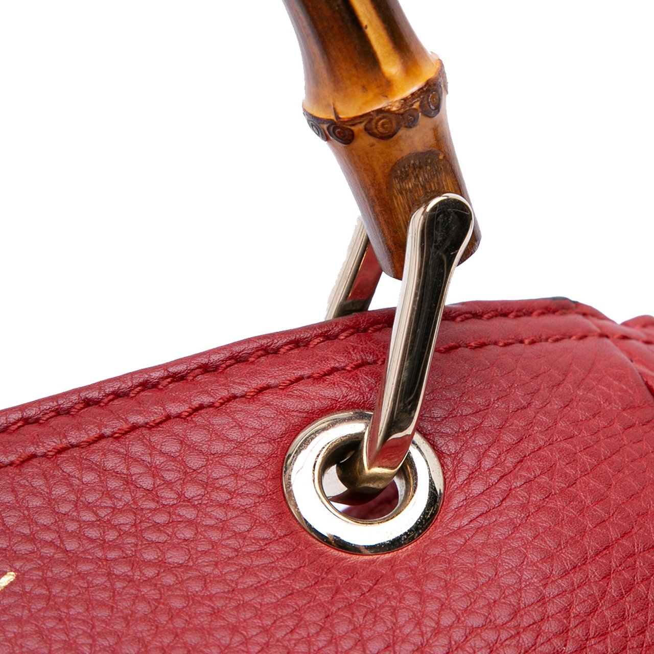 Gucci Small Calfskin Bamboo Shopper Satchel Rood