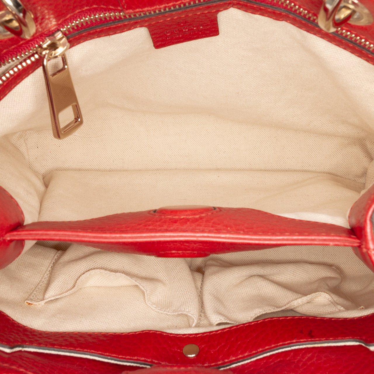 Gucci Small Calfskin Bamboo Shopper Satchel Rood