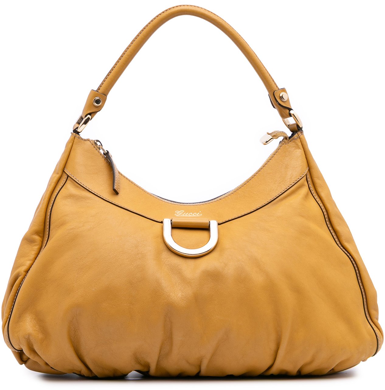 Gucci Leather Abbey D Ring Shoulder Bag Geel