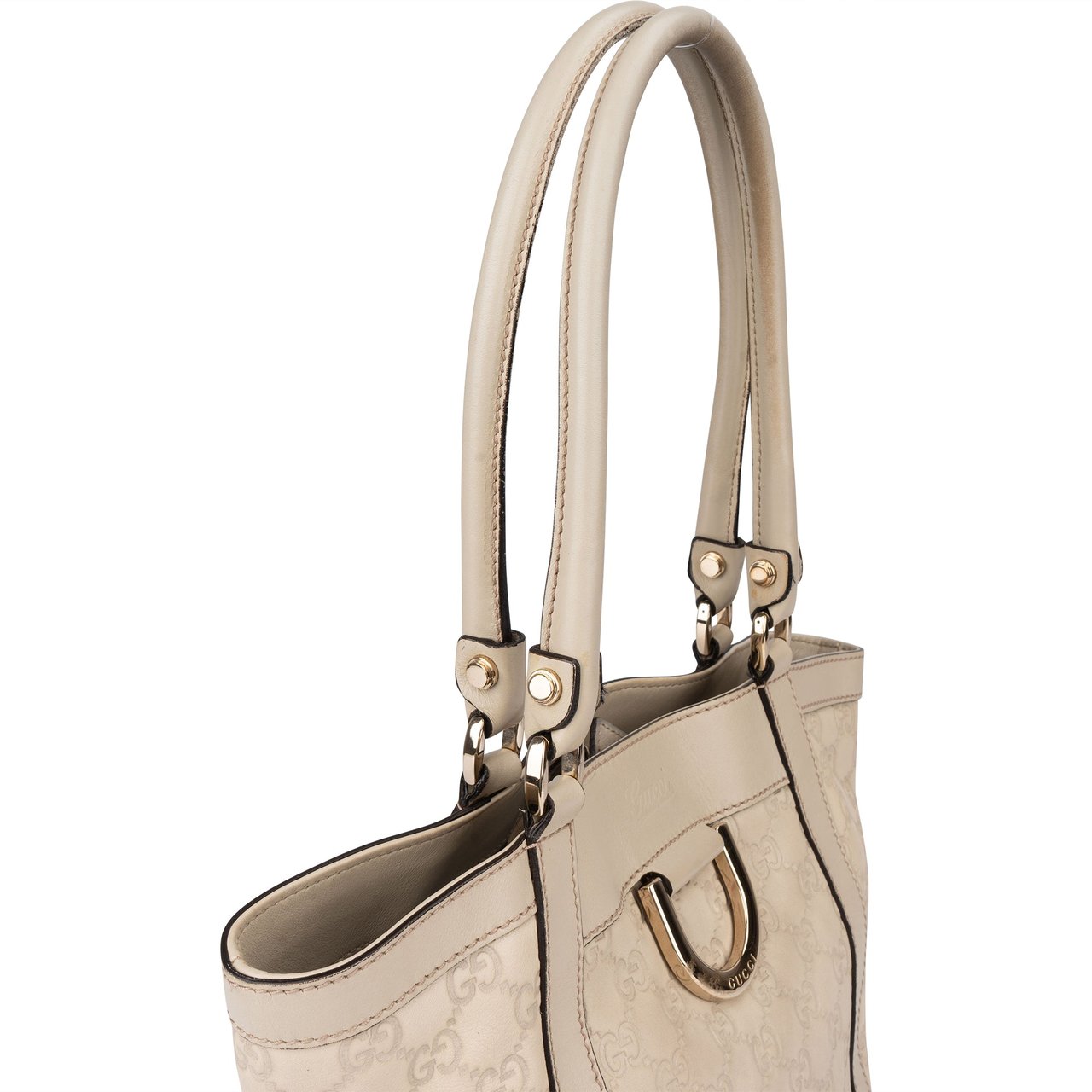 Gucci Gucci GG Leather Monogram Abbey Handbag Wit