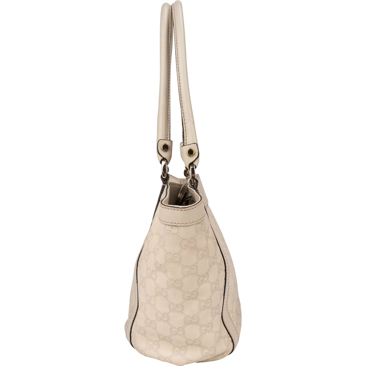 Gucci Gucci GG Leather Monogram Abbey Handbag Wit
