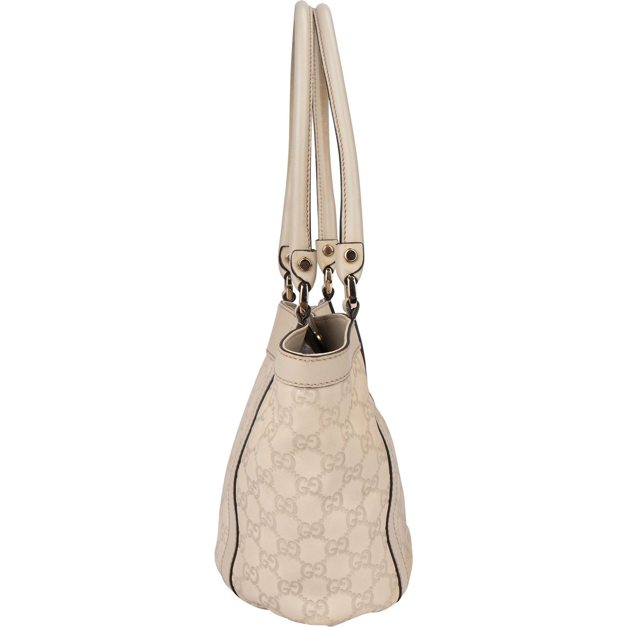Gucci Gucci GG Leather Monogram Abbey Handbag Wit