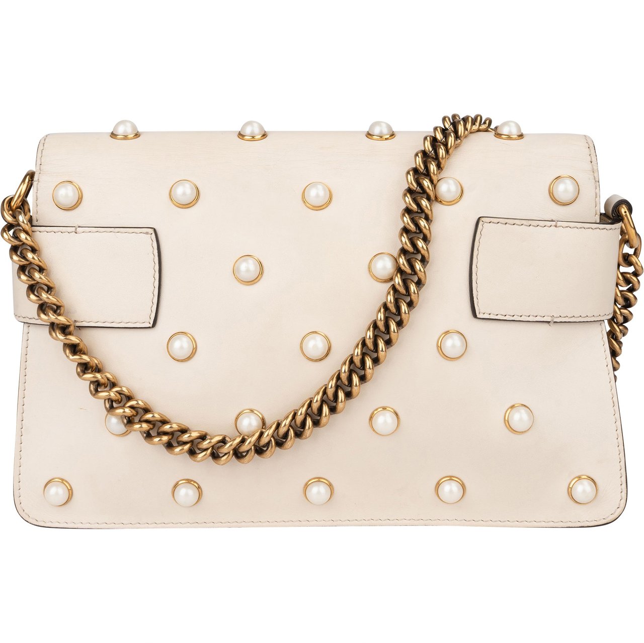 Gucci Gucci White Leather Queen Margaret Bee Crossbody Bag Wit