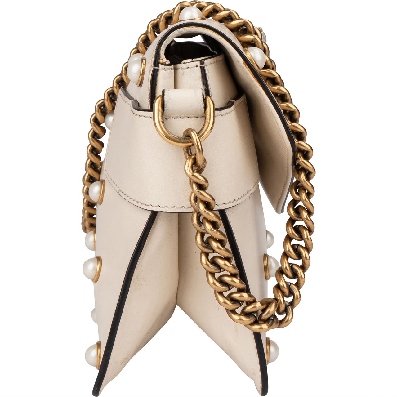 Gucci Gucci White Leather Queen Margaret Bee Crossbody Bag Wit
