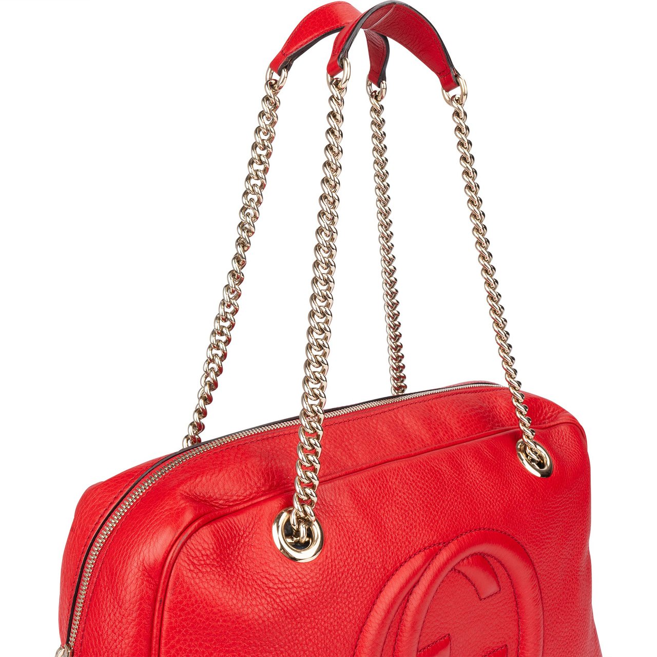 Gucci Gucci Red Leather GG Soho Handbag Rood