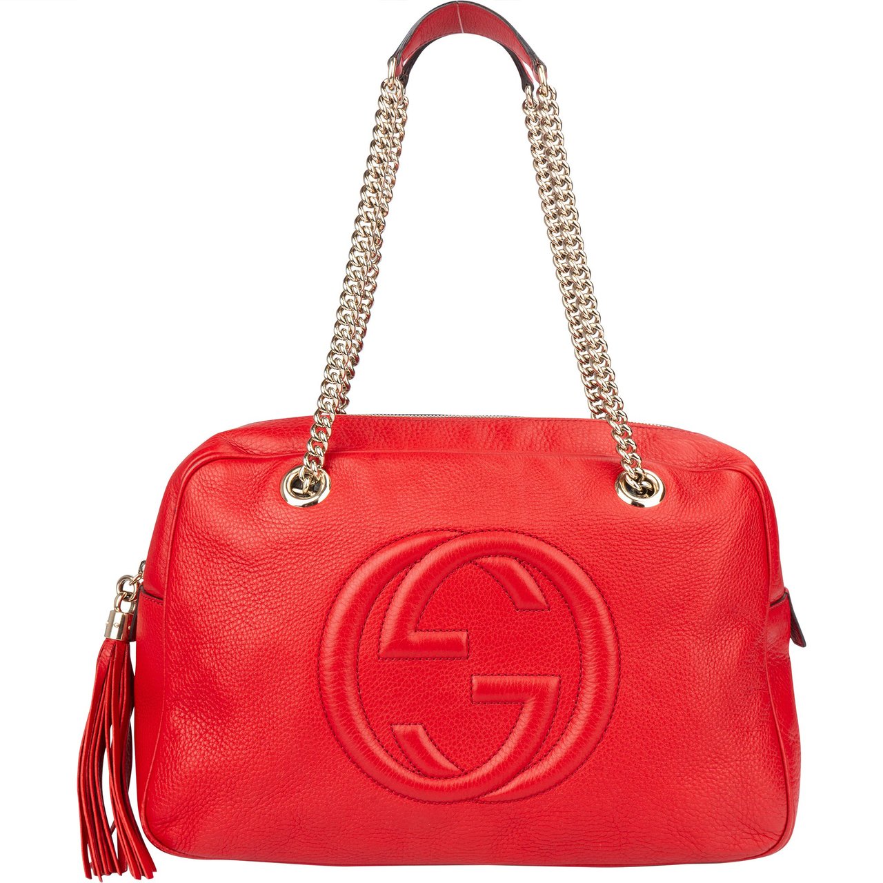 Gucci Gucci Red Leather GG Soho Handbag Rood